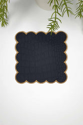 Siyah Mat Suni Timsah Derisi Kumaş Nakışlı Kokteyl Peçetesi 1 Adet